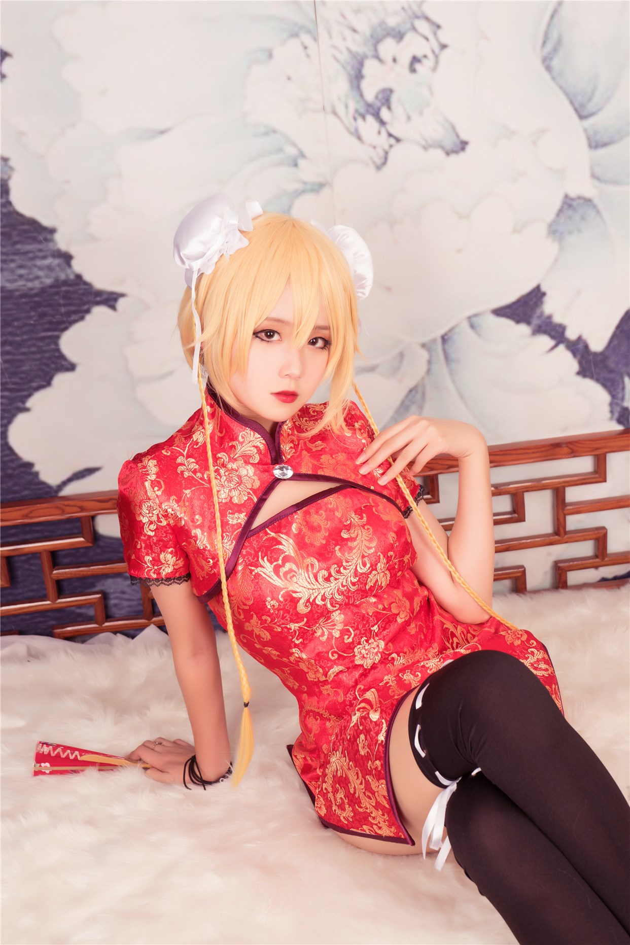 Rabbit playing with red cheongsam(10)